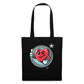 Sweet heart fait un clin d’œil et montre le pouce levé - Sac en tissu - noir - Devant