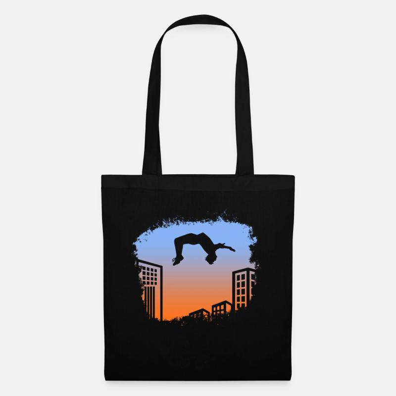 Backflip Salto Akrobatik Parkour Turnen Geschenk - Stoffbeutel - Schwarz