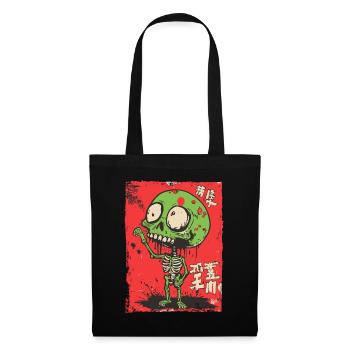 Mignon squelette de zombie vert - Sac en tissu - noir - Devant