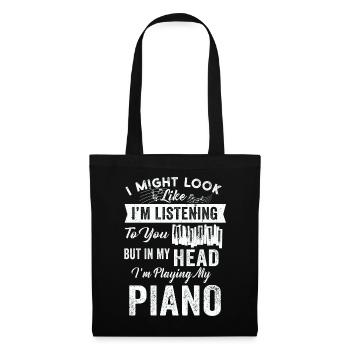 I Might Look Like I Am Listening Piano - Tote Bag - black - Front