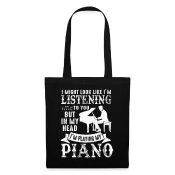 J’ai peut-être l’air d’écouter du piano - Sac en tissu - noir - Devant