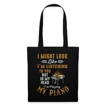 I Might Look Like I Am Listening Piano - Tote Bag - black - Front