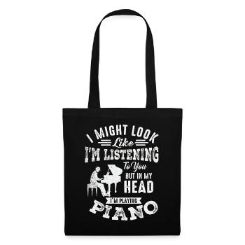 I Might Look Like I Am Listening Piano - Tote Bag - black - Front