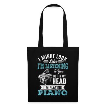 I Might Look Like I Am Listening Piano - Tote Bag - black - Front