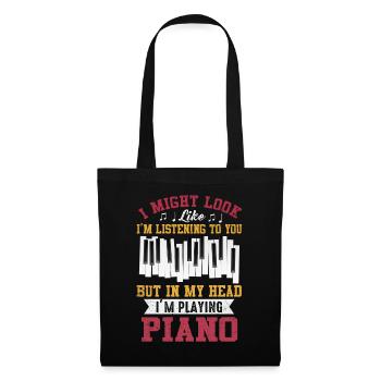 I Might Look Like I Am Listening Piano - Tote Bag - black - Front