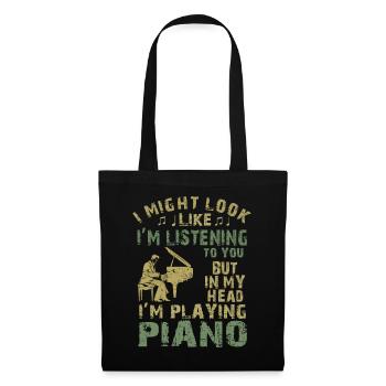 I Might Look Like I Am Listening Piano - Tote Bag - black - Front
