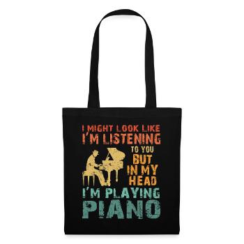 J’ai peut-être l’air d’écouter du piano - Sac en tissu - noir - Devant