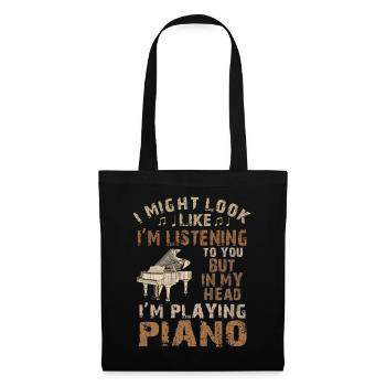 J’ai peut-être l’air d’écouter du piano - Sac en tissu - noir - Devant