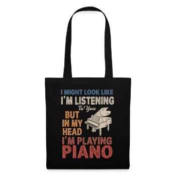 I Might Look Like I Am Listening Piano - Tote Bag - black - Front