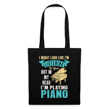 I Might Look Like I Am Listening Piano - Tote Bag - black - Front