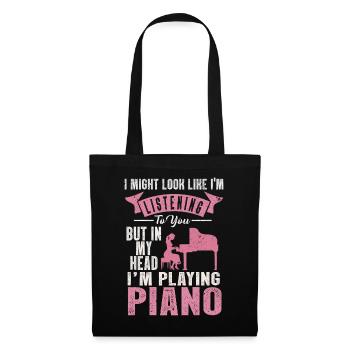 I Might Look Like I Am Listening Piano - Tote Bag - black - Front