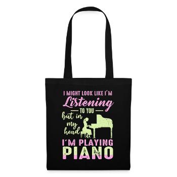 I Might Look Like I Am Listening Piano - Tote Bag - black - Front