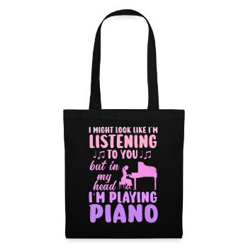 I Might Look Like I Am Listening Piano - Tote Bag - black - Front