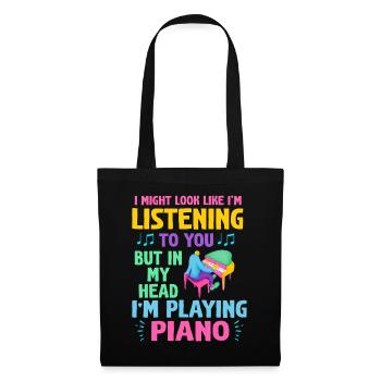 I Might Look Like I Am Listening Piano - Tote Bag - black - Front