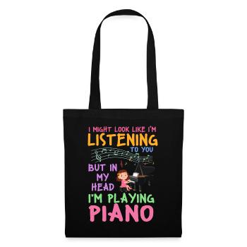 I Might Look Like I Am Listening Piano - Tote Bag - black - Front