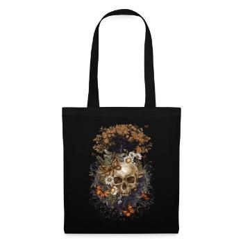 Yggdrasil Blumen Schmetterling Baum des Lebens - Stoffbeutel - Schwarz - Vorne