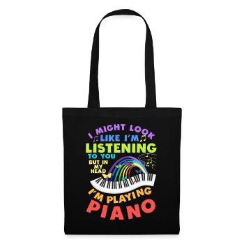 I Might Look Like I Am Listening Piano - Tote Bag - black - Front