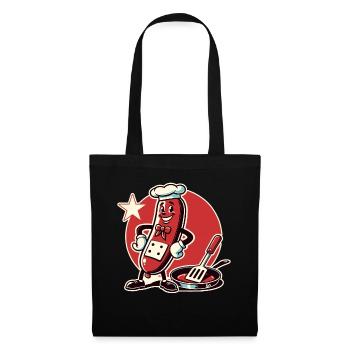 The chef is a funny bratwurst with a pan - Tote Bag - black - Front