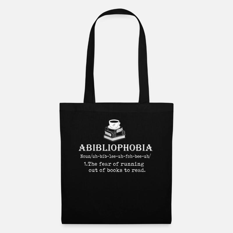 Abibliophobie Bücherwurm Lesen Bücher - Stoffbeutel - Schwarz
