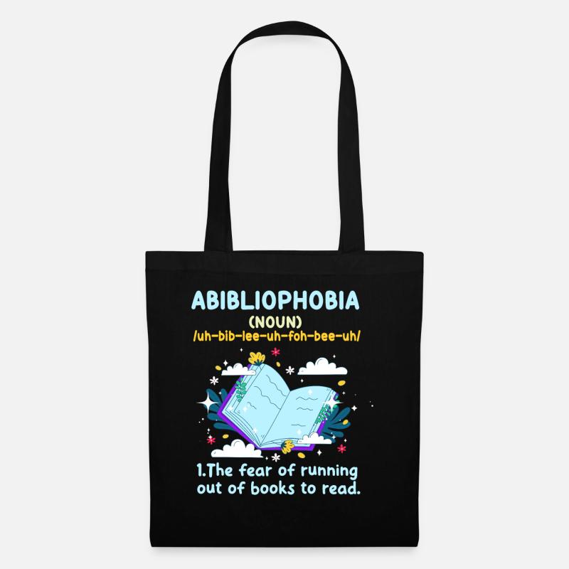 Abibliophobie Bücherwurm Lesen Bücher - Stoffbeutel - Schwarz