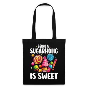 Sugarholic Sweets Zucker Süßigkeiten Enthusiast - Stoffbeutel - Schwarz - Vorne