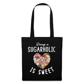 Sugarholic Sweets Zucker Süßigkeiten Enthusiast - Stoffbeutel - Schwarz - Vorne