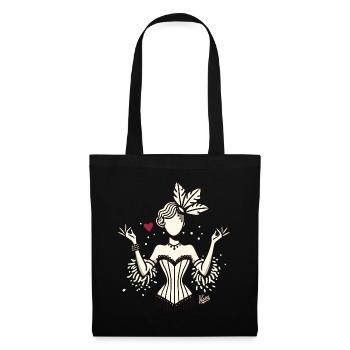 Cabaret Varieté Retro Vintage Showgirl - Stoffbeutel - Schwarz - Vorne