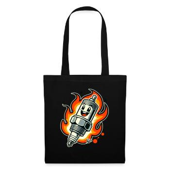 Cheerful spark plug on fire - Tote Bag - black - Front