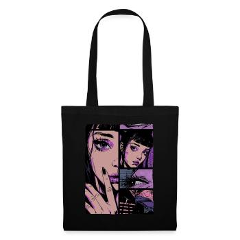 Fille de dessin animé mystique - Sac en tissu - noir - Devant