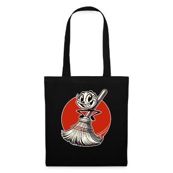Cheerful Retro Cardboard Broom - Tote Bag - black - Front