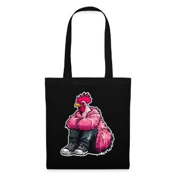 Fashionable Fashion Rooster in Pink Feather Chicken Jacket - Tote Bag - black - Front