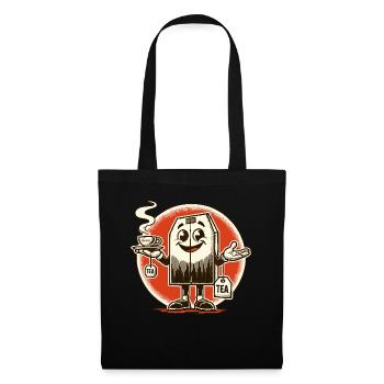 Tea bag with tea cup for tea time - Tote Bag - black - Front