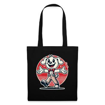 Funny cartoon dog with cheerful greeting - Tote Bag - black - Front