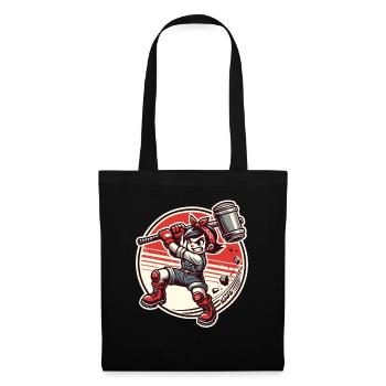 Jolie fille de dessin animé avec marteau - Sac en tissu - noir - Devant