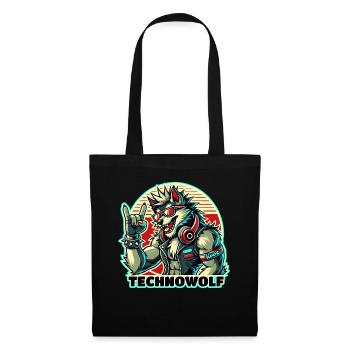 Techno-Wolf: Elektronische Musik Beats - Stoffbeutel - Schwarz - Vorne