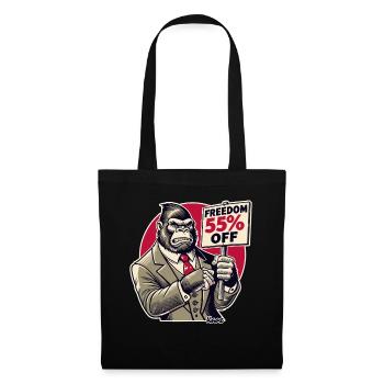 Gorilla mit Schild: Freiheit im Ausverkauf-Angebot - Stoffbeutel - Schwarz - Vorne