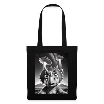 Funny Triceratops dinosaure UFO encounter selfie - Tote Bag - black - Front