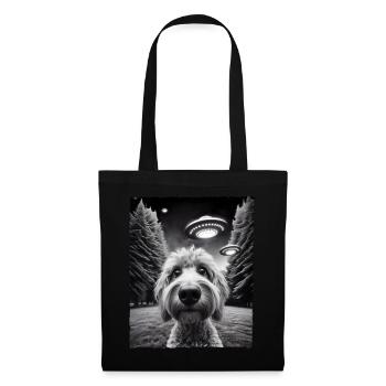 Funny Doodle Dog UFO encounter selfie - Tote Bag - black - Front