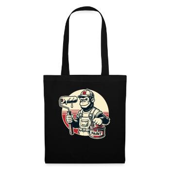 Painter gorilla with paint bucket and paint roller - Tote Bag - black - Front