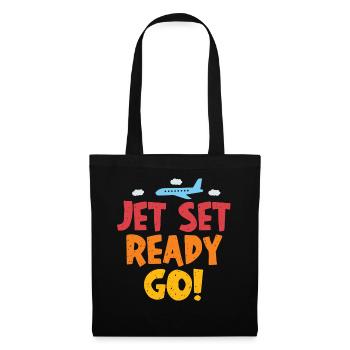 Jet Set Ready Go Flugzeug Urlaubsmodus - Stoffbeutel - Schwarz - Vorne