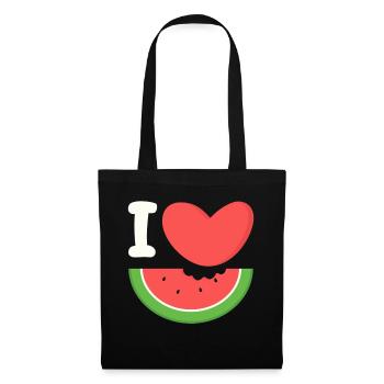 Melon pastèque Fruit d’été Cadeau végétalien - Sac en tissu - noir - Devant