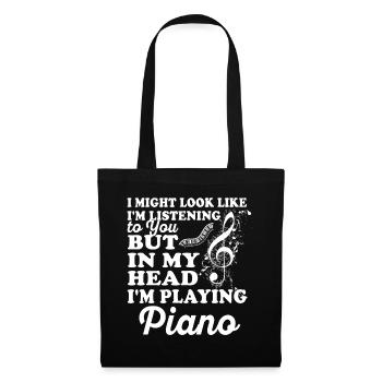 I Might Look Like I Am Listening Piano - Tote Bag - black - Front