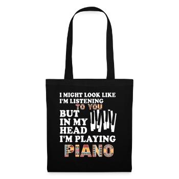 J’ai peut-être l’air d’écouter du piano - Sac en tissu - noir - Devant