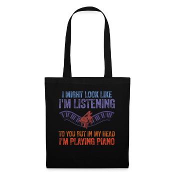 I Might Look Like I Am Listening Piano - Tote Bag - black - Front