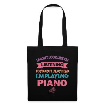 I Might Look Like I Am Listening Piano - Tote Bag - black - Front