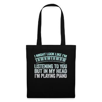 I Might Look Like I Am Listening Piano - Tote Bag - black - Front