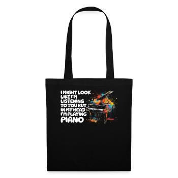 I Might Look Like I Am Listening Piano - Tote Bag - black - Front