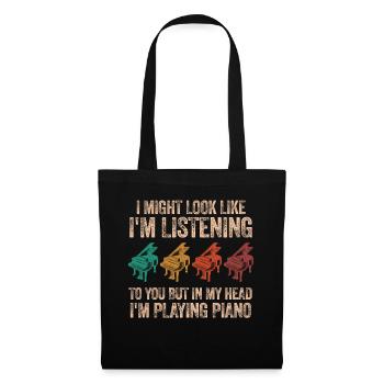I Might Look Like I Am Listening Piano - Tote Bag - black - Front