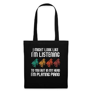 I Might Look Like I Am Listening Piano - Tote Bag - black - Front