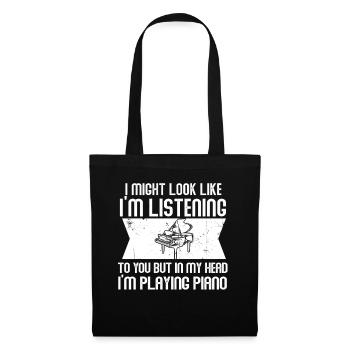 I Might Look Like I Am Listening Piano - Tote Bag - black - Front